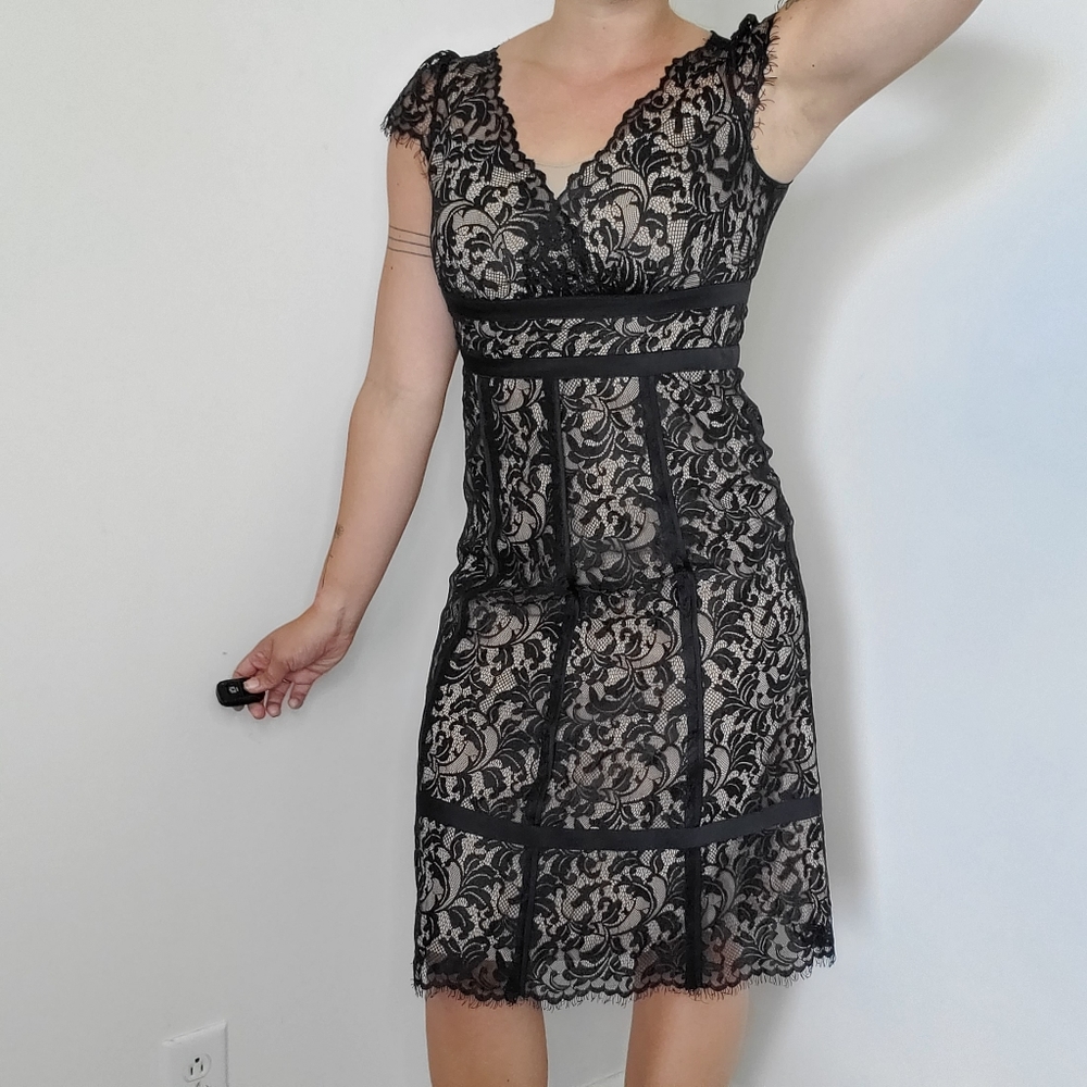 5 SALE LOFT Petites 6P Black Lace Nude Cocktail